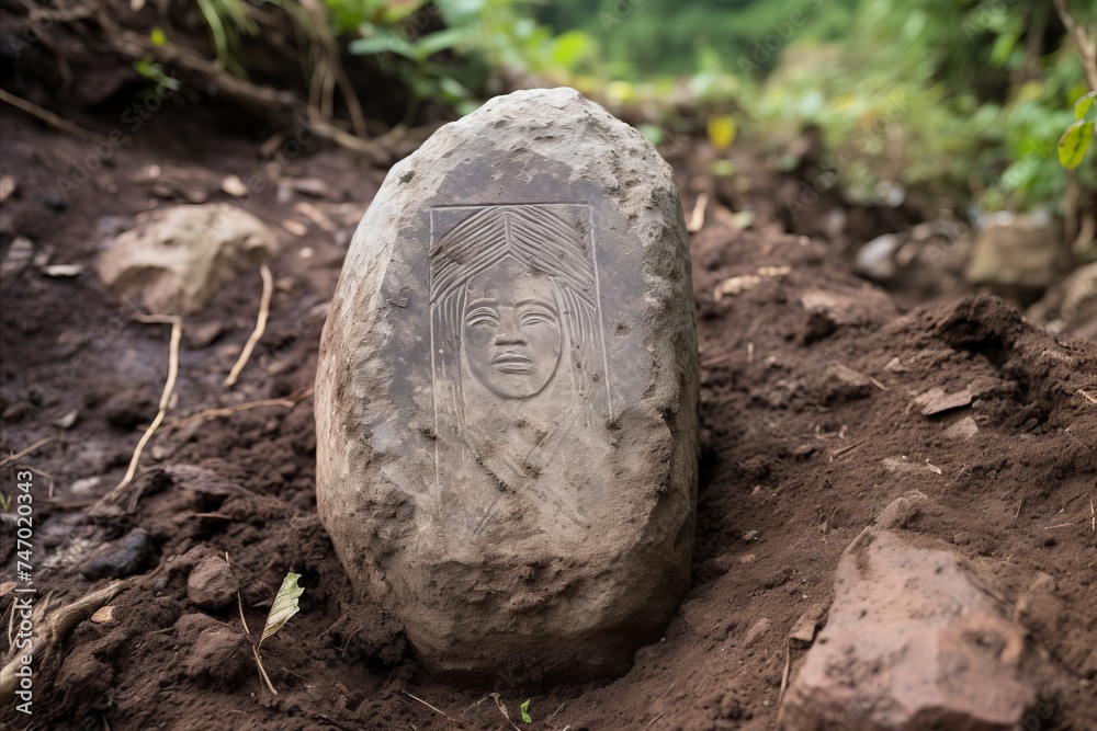 Ancient human footprint preserved in clay - archaeological discovery relic, historical artifact Ancient human footprint preserved in clay - archaeological discovery relic, historical artifact