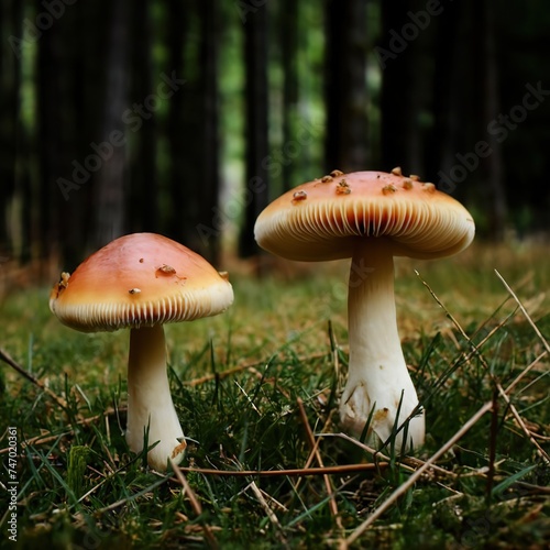 Mushroom in grass moss concept nature ground autumn vegetables