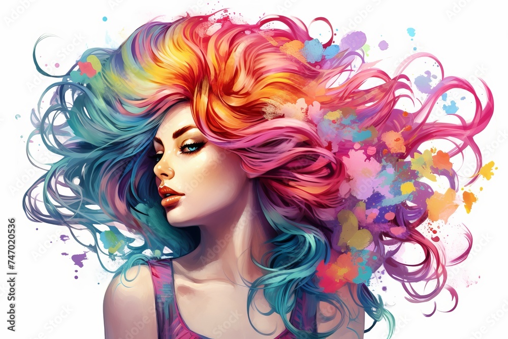 Colorful hair. a vibrant illustration embodying individuality and creative energy Colorful hair. a vibrant illustration embodying individuality and creative energy