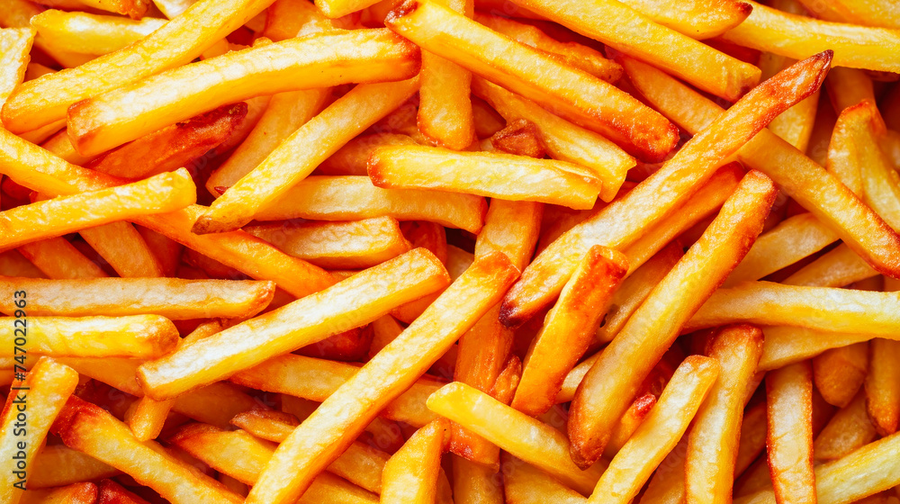 Stack of French Fries on Table Stack of French Fries on Table