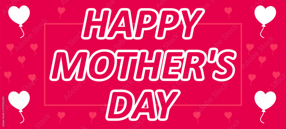 Happy Mother`s Day Elegant lettering banner pink. Calligraphy vector text and heart in frame background for Mother's Day. Best mom ever greeting card