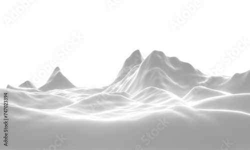 3D snowy mountain. Snow terrain.