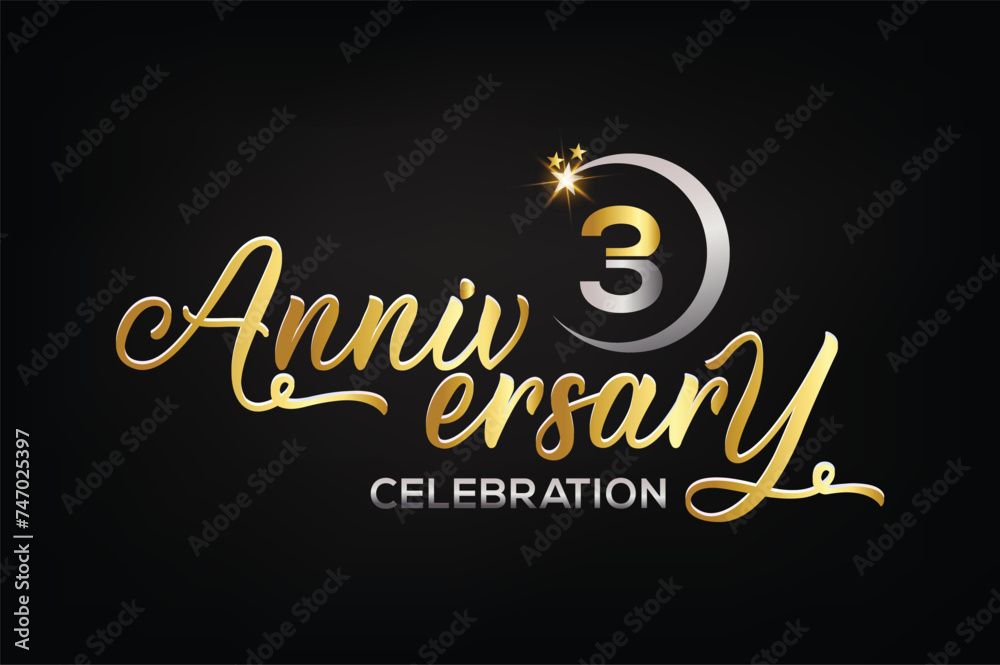 Star element gold color mixed luxury 3th anniversary invitation celebration