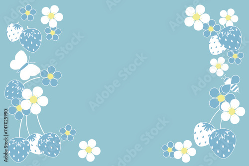 イチゴと花の壁紙