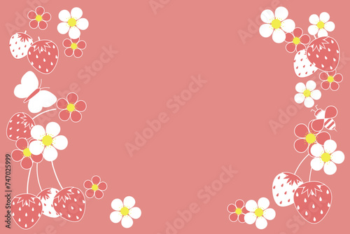 イチゴと花の壁紙