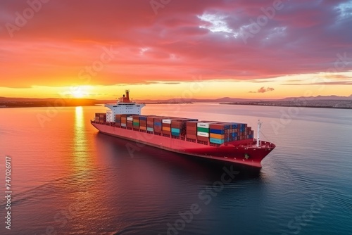 Container ship freight forwarding for import and export logistics by cargo shipping business