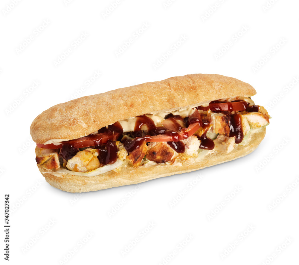 sandwich with meat filling isolate on a white background sandwich with meat filling isolate on a white background