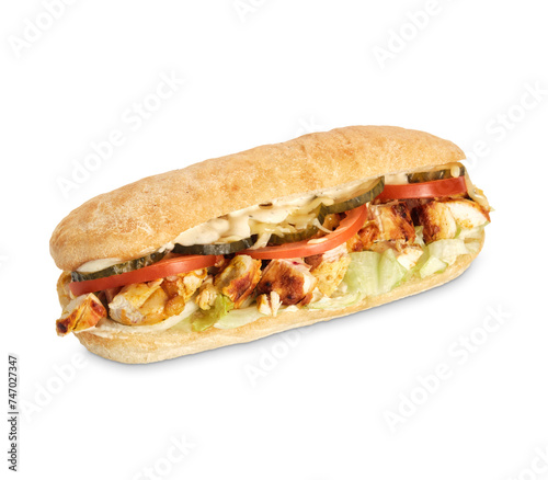sandwich with meat filling isolate on a white background
