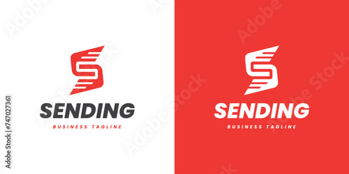 wings delivery letter s logo design photo