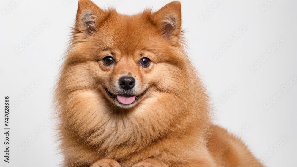 Obraz premium Orange german spitz dog on grey background