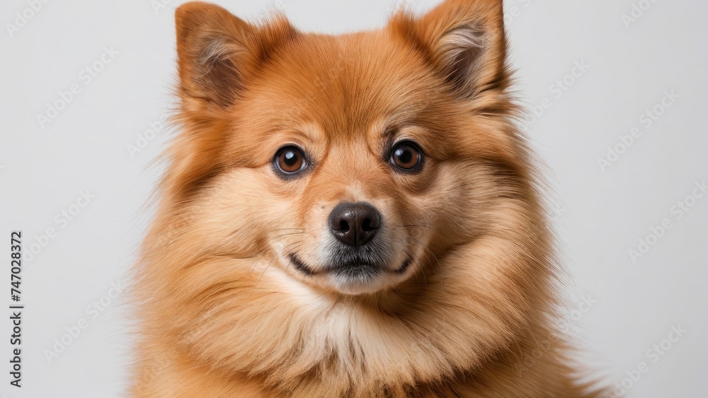 Obraz premium Orange german spitz dog on grey background