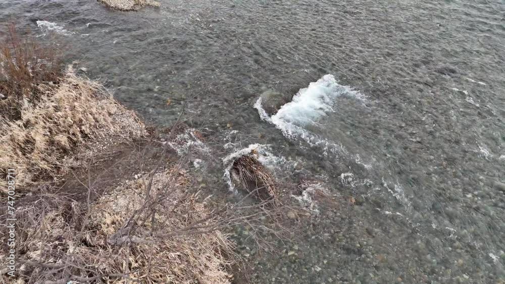 川の水の流れ スロー 浅瀬 空撮 川の水の流れ スロー 浅瀬 空撮