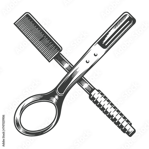 Monochrome barber razor vector