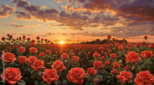 Fototapeta Naklejka Na Ścianę i Meble -  Red roses at sunset