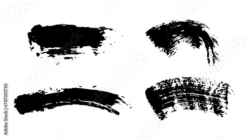 Mascara smears texture collection. Vector scribble black brush strokes set isolated on white