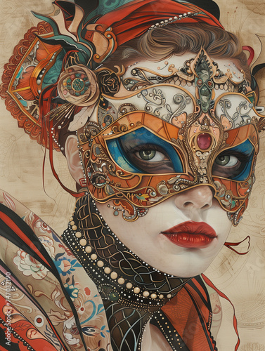 venetian carnival mask, richly decorated