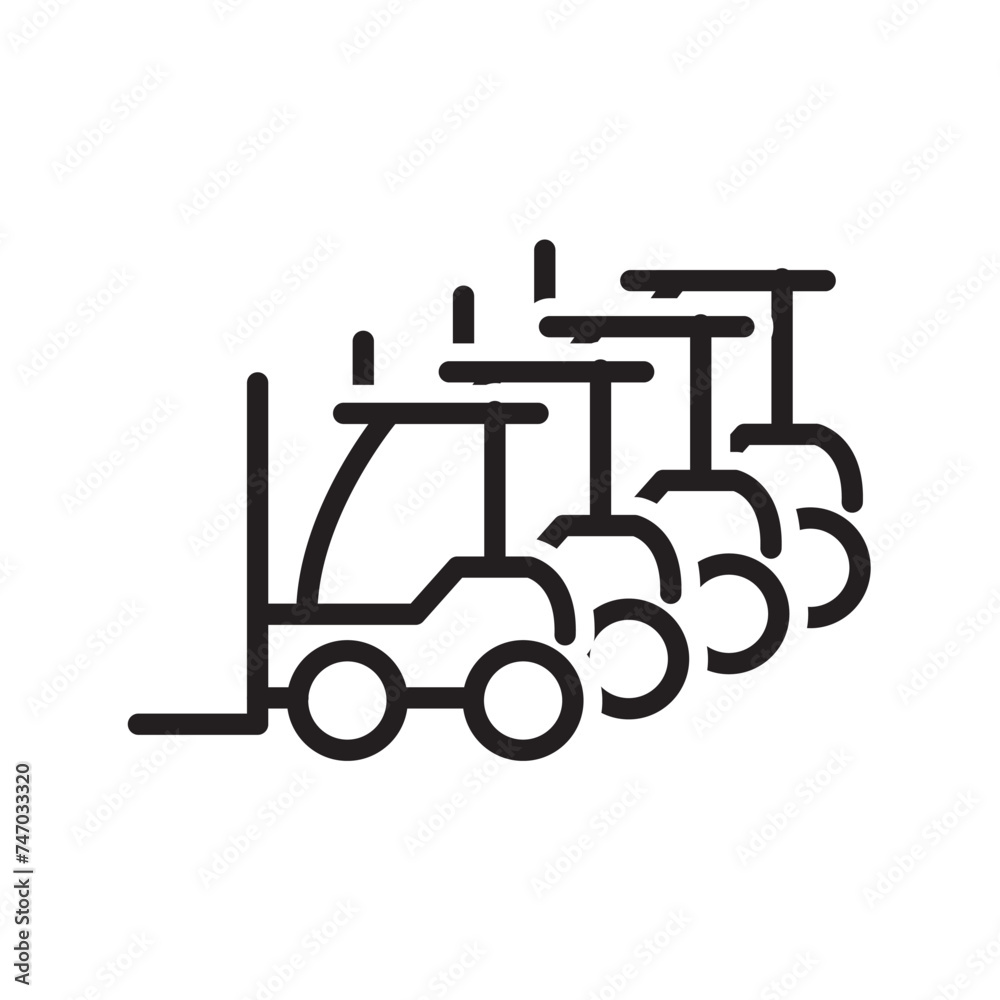 forklift icons lined up, marker icons or instructions in factory warehouses. vector eps 10 forklift icons lined up, marker icons or instructions in factory warehouses. vector eps 10