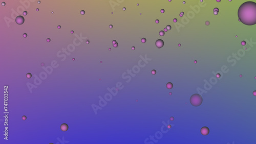 Abstract blue background with floating pink and white circles.