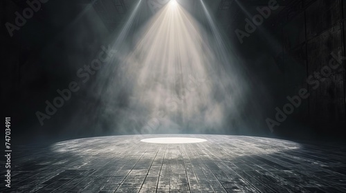 spotlight on a wooden, empty stage 