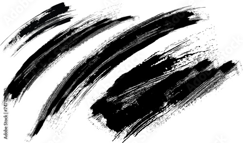 Set of Hand Drawn Grunge Brush Smears, Hand Drawn Grunge Brush vector, Black vector brush strokes collection. Black paint spots vector set