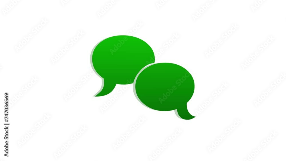Loopable green color 3d chat message icon rotating animation white background Loopable green color 3d chat message icon rotating animation white background
