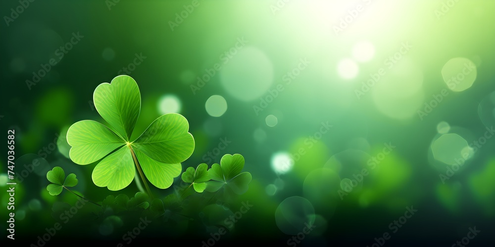sty Patrick day with leaf  green  background  - obrazy, fototapety, plakaty 