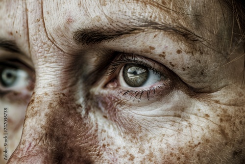 Close-Up of Woman With Freckles on Face. Generative AI
