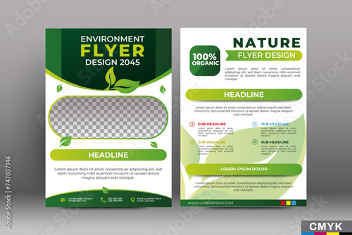 Nature environment flyer vertical template. vector