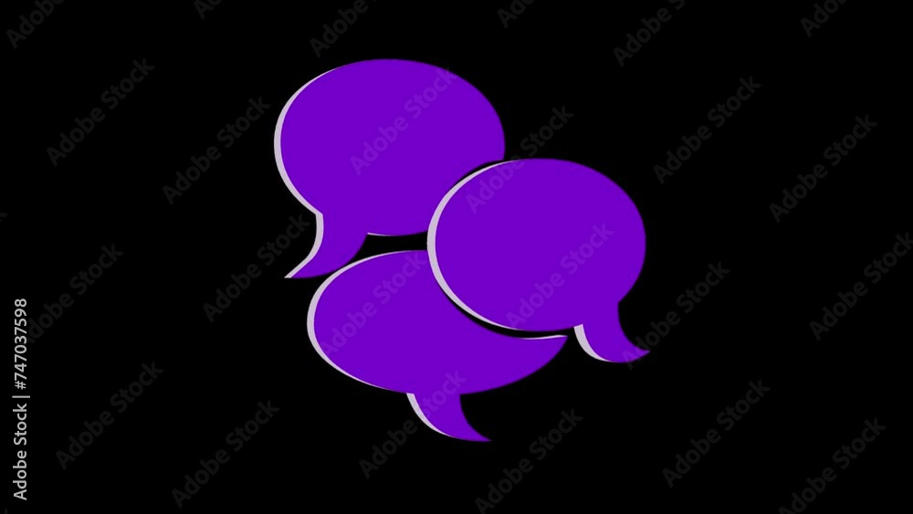 Loopable purple color 3d chat text icon rotating animation black background Loopable purple color 3d chat text icon rotating animation black background
