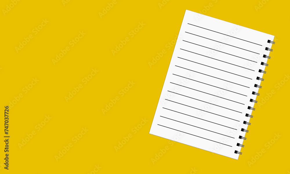 Notepad for notes, yellow background, flat design Notepad for notes, yellow background, flat design