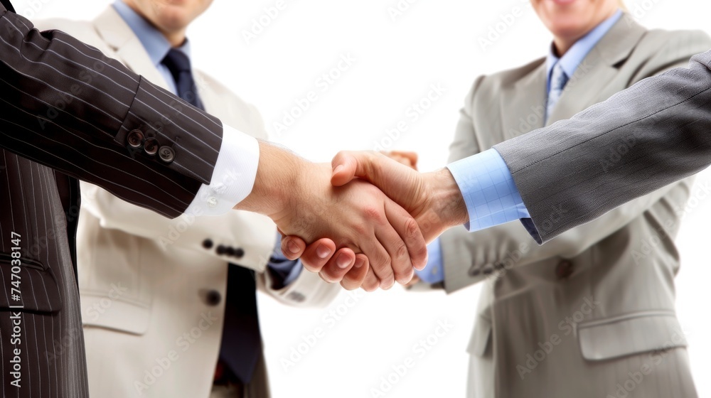 Business people shacking hands after meeting