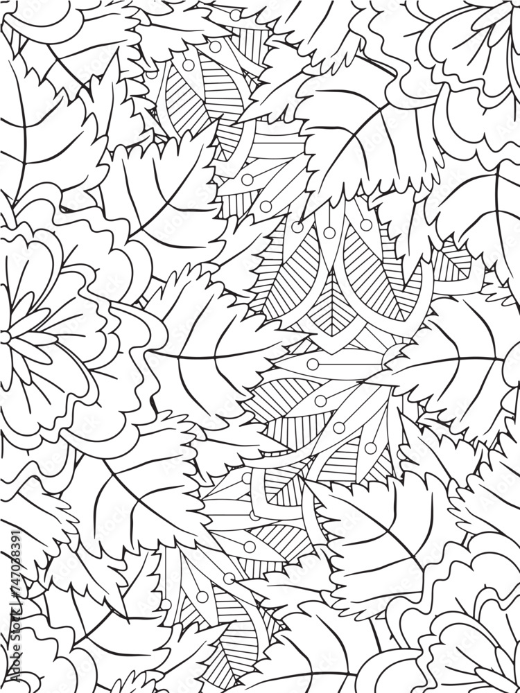 Abstract background doodle floralin black and white. A page for coloring book: fascinating and relaxing job for children and adults. Zentangl