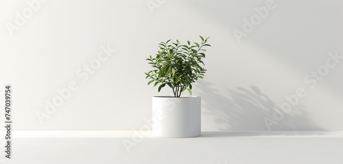 Low-profile plant pot mockup with a minimalist design, offering a clean canvas for corporate logos and zen-inspired messages