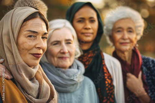 Diverse Group of Older Women Standing Together. Generative AI