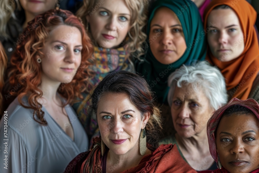 Diverse Group of Women Standing in Solidarity. Generative AI Diverse Group of Women Standing in Solidarity. Generative AI
