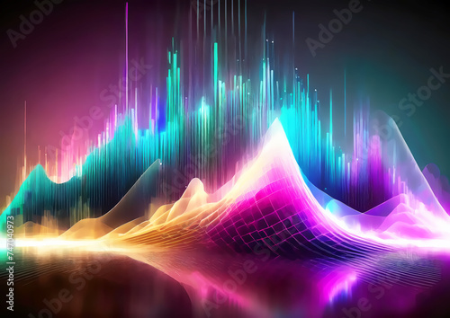 虹色に煌く抽象的な光の波