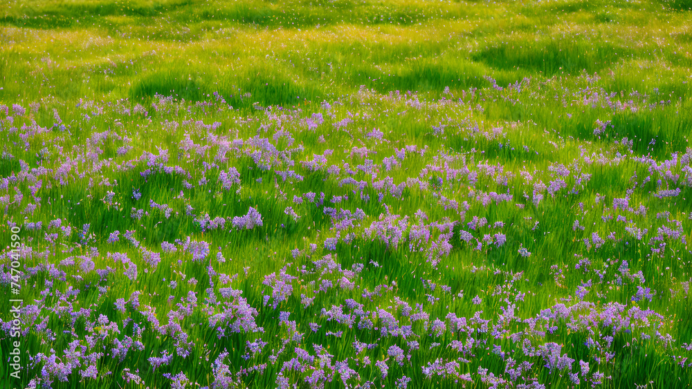 grass-blades-and-wildflowers-nestled-among-large-stones-clear-blue-sky-stretching-above-rendered grass-blades-and-wildflowers-nestled-among-large-stones-clear-blue-sky-stretching-above-rendered