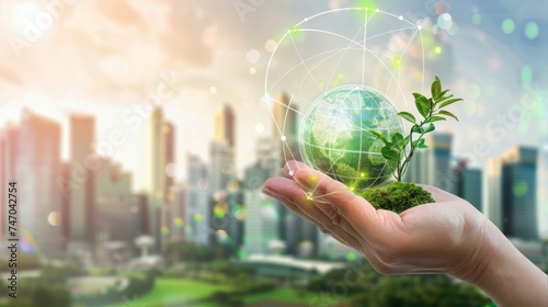 Crystal Globe Nestled in Vibrant Moss, Illuminated by Sunlight, Symbolizing Hope and Renewal for a Greener Future. Capturing the Essence of Global Conservation and Environmental Care.