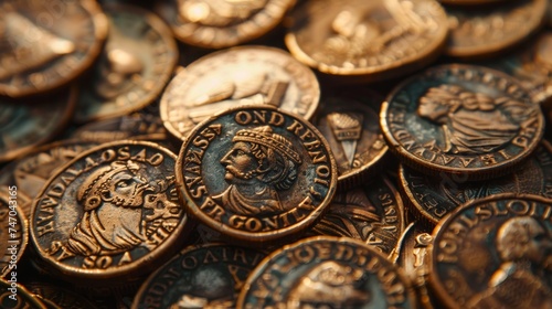 Bronze coins, clinking in ancient markets, currency of empires long gone