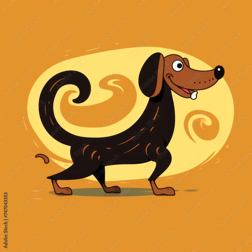 Silly 2D-style dog chasing something Silly 2D-style dog chasing something
