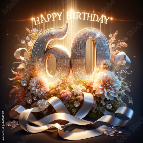 Elegant 60th Birthday Golden Balloon Decor