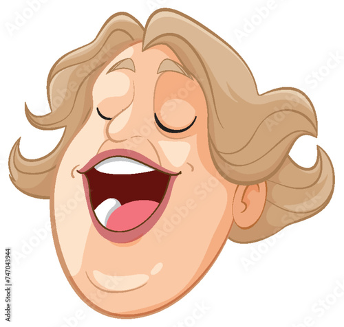 Vector illustration of a laughing cartoon face