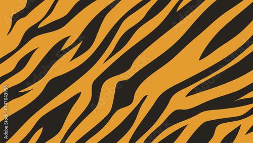 Vibrant orange and black tiger stripe illustration