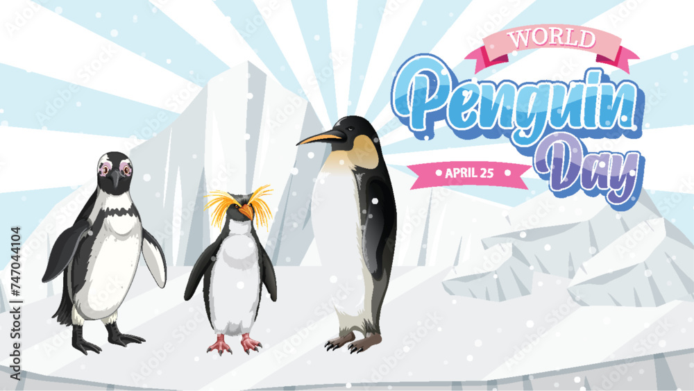 Obraz premium Three penguins celebrating their special day together