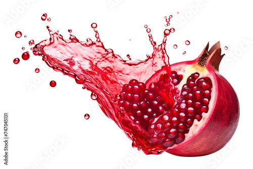Pomegranate juice splash isolated on transparent background Remove png, Clipping Path, pen tool photo
