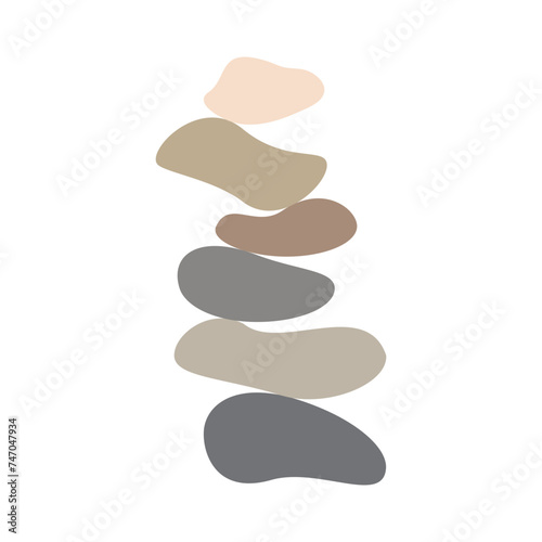 Balance pebble stone harmony vector Illustration. Simplicity calm and zen of cairn rock shape. Modern abstract wall decor, poster set, wellness background. Spa balance harmony therapy zen wallpaper