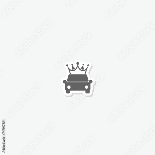  Car logo with crown sticker isolated on gray background