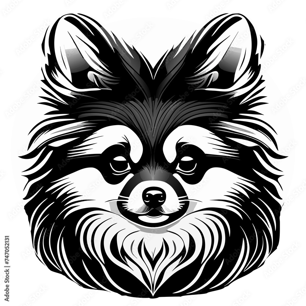 Obraz premium Puppy dog cartoon illustration with wolf, lion, tiger, and bear symbols in tribal art style