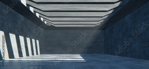 Fototapeta Naklejka Na Ścianę i Meble -  Futuristic concrete hallway, brutal architecture background
