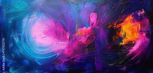 Wallpaper Mural A dynamic swirl of neon paint on a textured blue and pink background. Torontodigital.ca